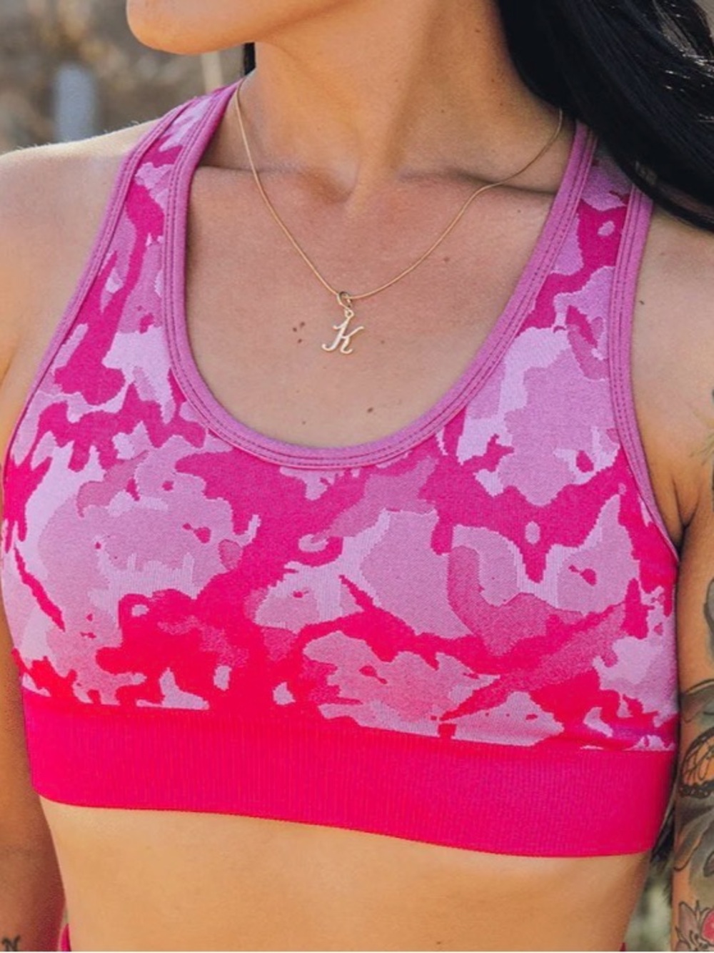 DIXXON Pink Camouflage Seamless Sports Bra